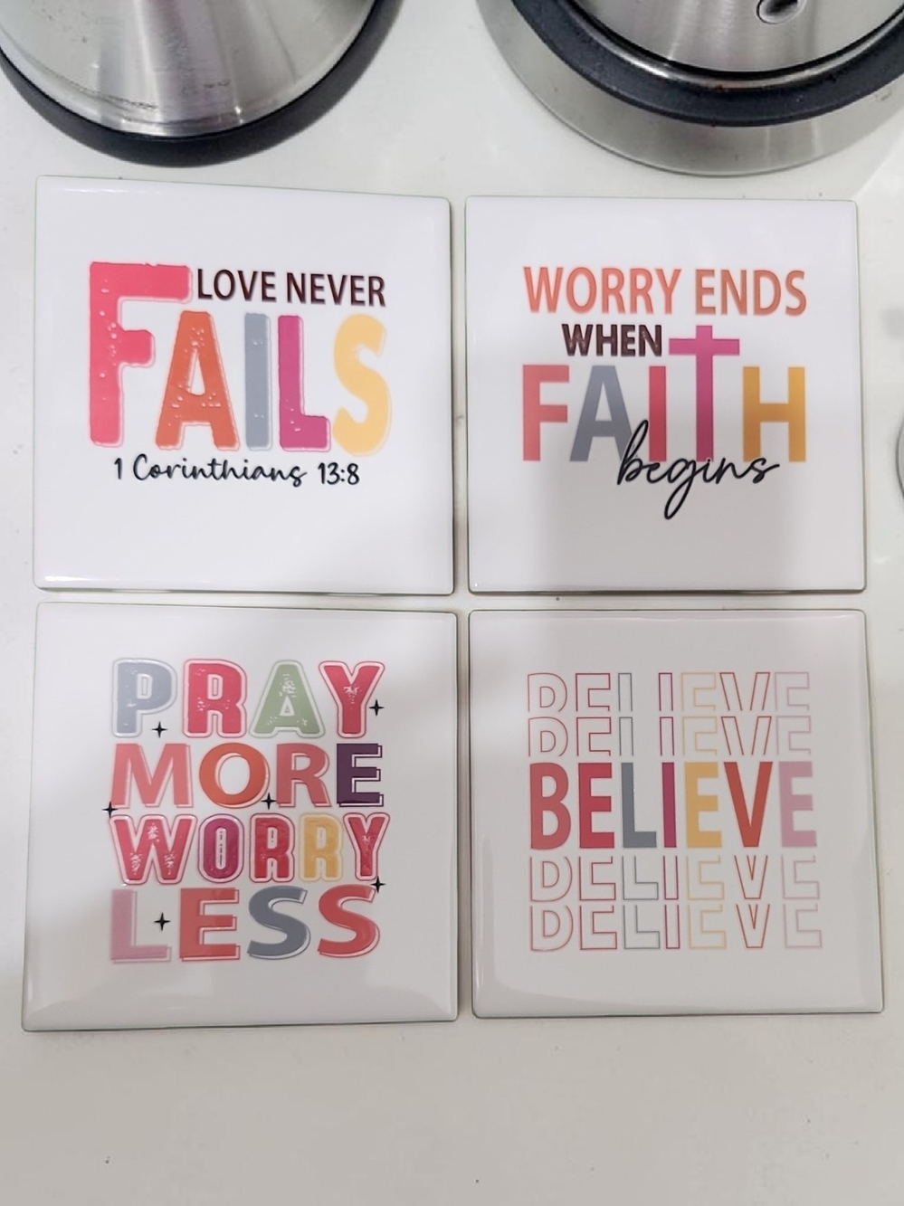 Set of 4 Inspirational Faith Coasters -